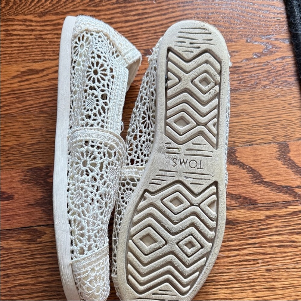 Toms Cream Crochet Lace Slip-Ons - Picture 4 of 5
